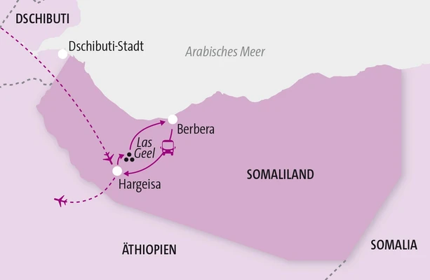 Reiseroute Somaliland, Landkarte Somaliland