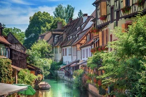 alsace, architecture, blue, bridge, building, canal, channel, city, cityscape, colmar, color, colorful, culture, elsass, europe, exterior, facade, flower, frame-work, framework, france, french, half-timbered, heritage, house, landmark, little, medieval, old, outdoor, petit, petite, restaurant, river, scenic, sightseeing, small, strasbourg, street, summer, sunny, timber, tourist, town, traditional, travel, venice, view, village, water