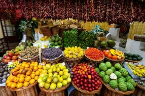 Gebäude, Portugal, architektur, azulejo, blumen, blumeninsel, fische natur, flora, funchal, gemüse, halbinsel, haus, insel, inselgruppe madeira, kacheln, madeira, markthalle, mercado dos lavradores, mosaik, obst, orchideen, roman plesky