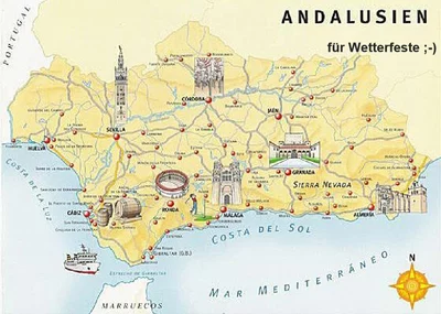 Landkarte Andalusien, Reiseroute