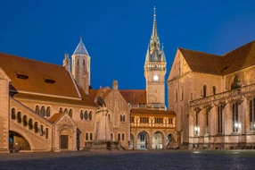 Blaue Stunde, Braunschweig, Burgplatz, Dankwarderode, Rathaus, burg, dom, domplatz, dämmerung, panorama