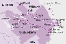 Reiseroute Aserbaidschan, Landkarte