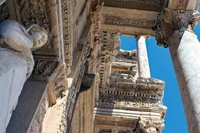 Anatolia, Celsus, Ephesus, Famous Place, Middle East, Turkey, ancient, ancient civilization, arch, archaeology, architecture, building, column, facade, historic, history, library, marble, monument, old ruins, past, pillars, roman, ruins, statue, stone, tourism, travel, travel destination