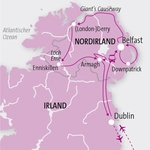 Landkarte, Reiseroute, Nordirland