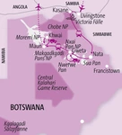 Botswana, Landkarte, Reiseroute