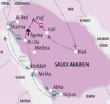 Saudi-Arabien, Landkarte, Reiseroute
