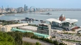 Baku, Panorama auf die Bucht am Kaspischen Meer