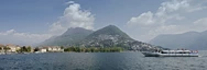 Der Luganer See, links sieht man Lugano (Schweiz)